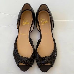 Christian Louboutin dark chocolate brown knotted dorsay flats 38